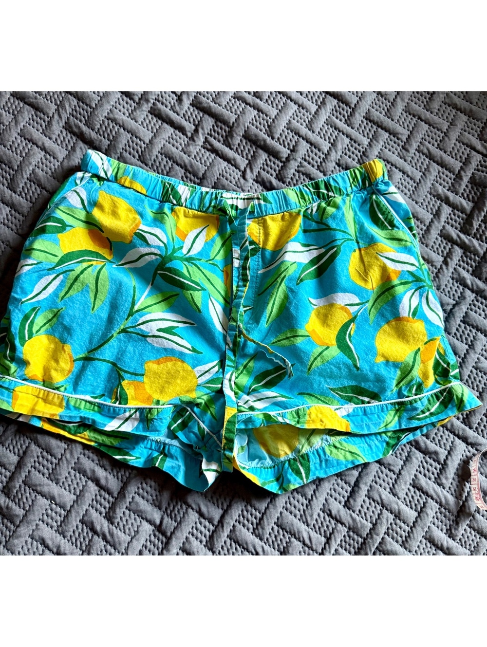 Printfresh Lemon Print Short Pajama Set Blue Yellow Cotton PJs Size S - Picture 7 of 9